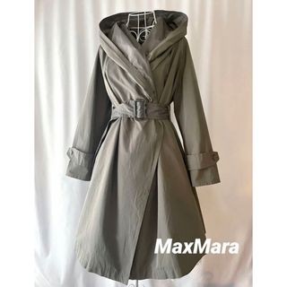 【極美品 】Max Mara マックスマーラ　銀タグ ステンカラー コート 黒