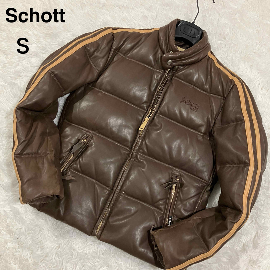 Schottショット　モーターサイクル　レザーダウンジャケット　Ｓ　サイドラインのサムネイル