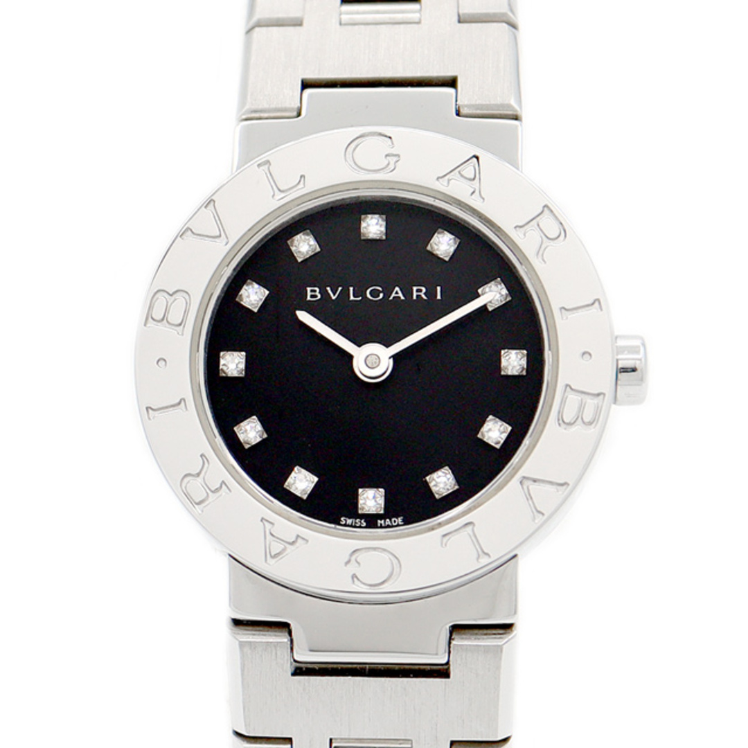 ほぼ新品 電池交換済 BVLGARI ブルガリ ブルガリブルガリ BB23SS 純正ダイヤモンド 12Pダイヤ 黒 ブラック SS ステンレス レディース クォーツ【6ヶ月保証】【腕時計】未使用展示品