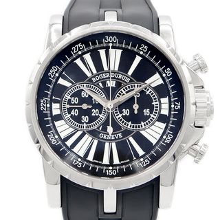 ロジェデュブイ(ROGER DUBUIS)の内部点検済 ROGER DUBUIS ロジェデュブイ エクスカリバー クロノグラフ EX45.78.9 9.71R 世界280本限定 50m防水 裏スケ 黒 ブラック SS ステンレス 純正ベルト 純正尾錠 メンズ 自動巻き 【6ヶ月保証】【腕時計】【中古】(腕時計(アナログ))