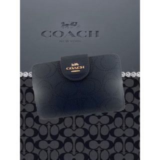 コーチ(COACH)の大幅値下げ‼️【未使用品】コーチ/COACH 二つ折り財布 (ネイビー)(財布)