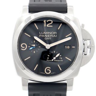 オフィチーネパネライ(OFFICINE PANERAI)のPANERAI パネライ ルミノール 1950 3デイズ GMT パワーリザーブ アッチャイオ PAM01321 デイト 300m防水 スモールセコンド 黒 ブラック SS ステンレス 純正ベルト 純正尾錠 メンズ 自動巻き【6ヶ月保証】【腕時計】【中古】(腕時計(アナログ))