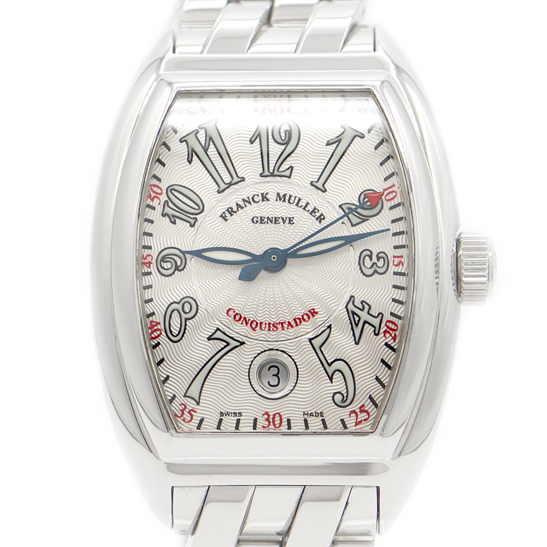 FRANCK MULLER(フランクミュラー)の国内正規品 FRANCK MULLER フランクミュラー コンキスタドール 8005SC デイト シルバー ギョーシェ SS ステンレス メンズ 自動巻き【6ヶ月保証】【中古】【腕時計】 メンズの時計(腕時計(アナログ))の商品写真