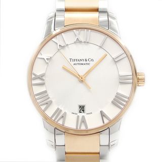 ティファニー(Tiffany & Co.)の内部点検済 TIFFANY&Co. ティファニー アトラス ドーム Z1800.68.13A21A00A デイト SS ステンレス PG ピンクゴールド コンビ メンズ 自動巻き【6ヶ月保証】【腕時計】【中古】(腕時計(アナログ))