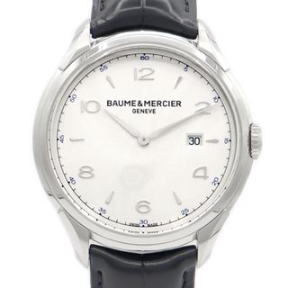 ボームエメルシエ(BAUME&MERCIER)の電池交換済 BAUME＆MERCIER ボーム&メルシェ クリフトン 65846 M0A10419 デイト 白 ホワイト SS ステンレス 純正ベルト 純正尾錠 メンズ クォーツ【6ヶ月保証】【腕時計】【中古】(腕時計(アナログ))