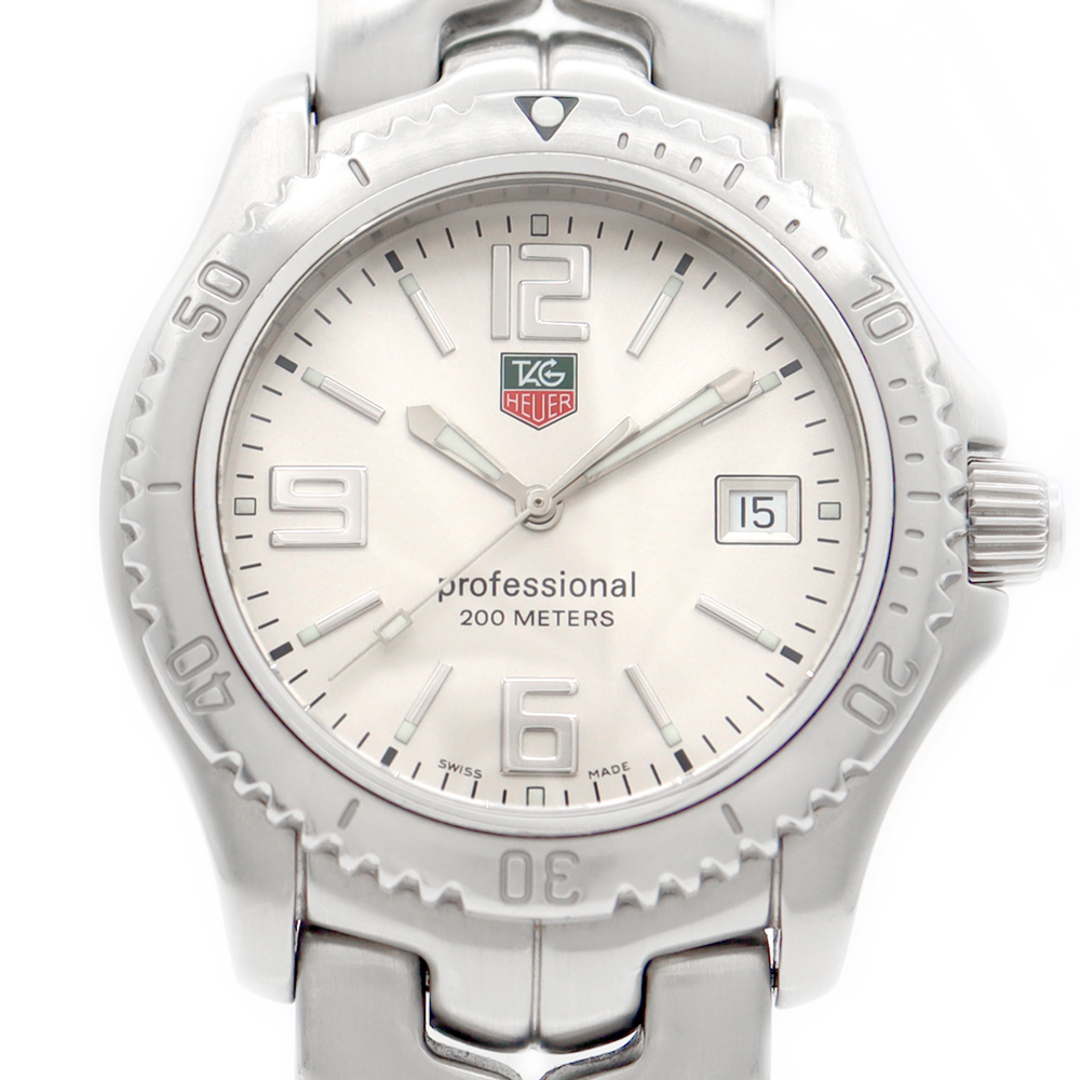 電池交換済 TAG Heuer タグホイヤーリンク プロフェッショナル 200 WT1112 200m防水 デイト シルバー SS ステンレス メンズ クォーツ【6ヶ月保証】【腕時計】最大約19cmベルト幅