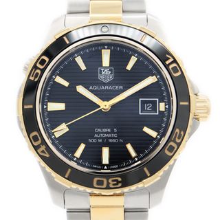 タグホイヤー(TAG Heuer)のTAG Heuer タグホイヤー アクアレーサー キャリバー5 WAK2122 BB0835 500m防水 デイト 黒 ブラック YG イエローゴールド SS ステンレス コンビ メンズ 自動巻き【6ヶ月保証】【腕時計】【中古】(腕時計(アナログ))