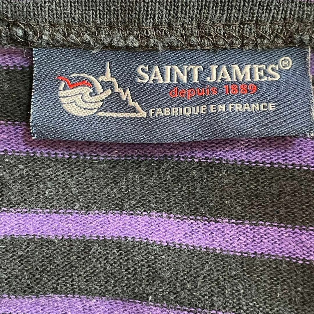 SAINT JAMES(セントジェームス)のSAINT JAMES セントジェームス　ロンT ブラック×パープルボーダー レディースのトップス(Tシャツ(長袖/七分))の商品写真