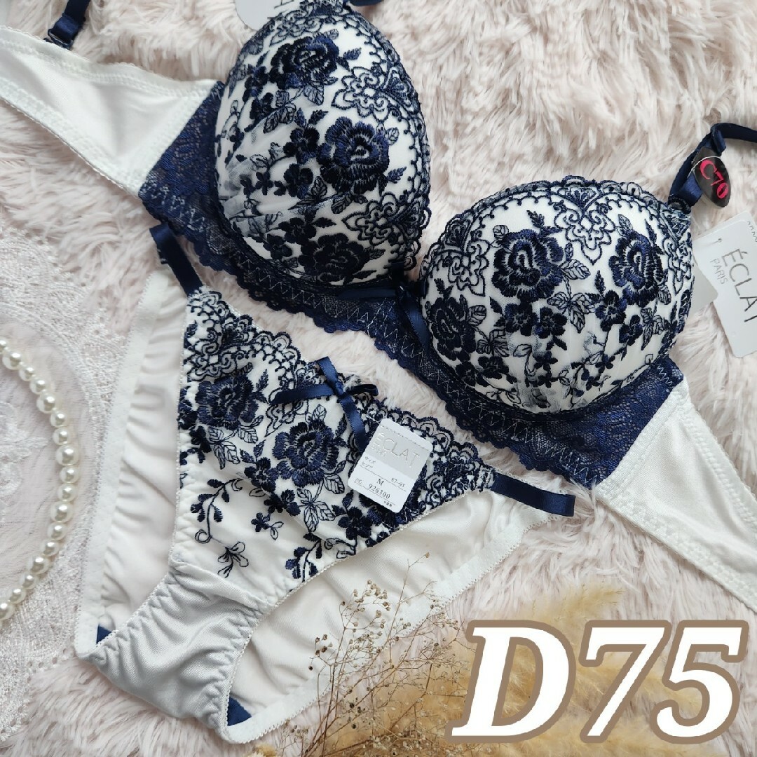 №284【D75】クラシックフローラルアーチブラジャー&フルバックショーツ レディースの下着/アンダーウェア(ブラ&ショーツセット)の商品写真