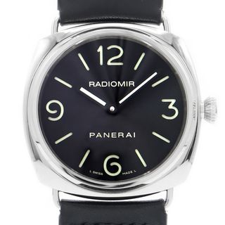 オフィチーネパネライ(OFFICINE PANERAI)のPANERAI パネライ ラジオミール ベース PAM00210 I番 100m防水 裏スケ 黒 ブラック SS ステンレス 純正ベルト 純正尾錠 メンズ 手巻き【6ヶ月保証】【腕時計】【中古】(腕時計(アナログ))