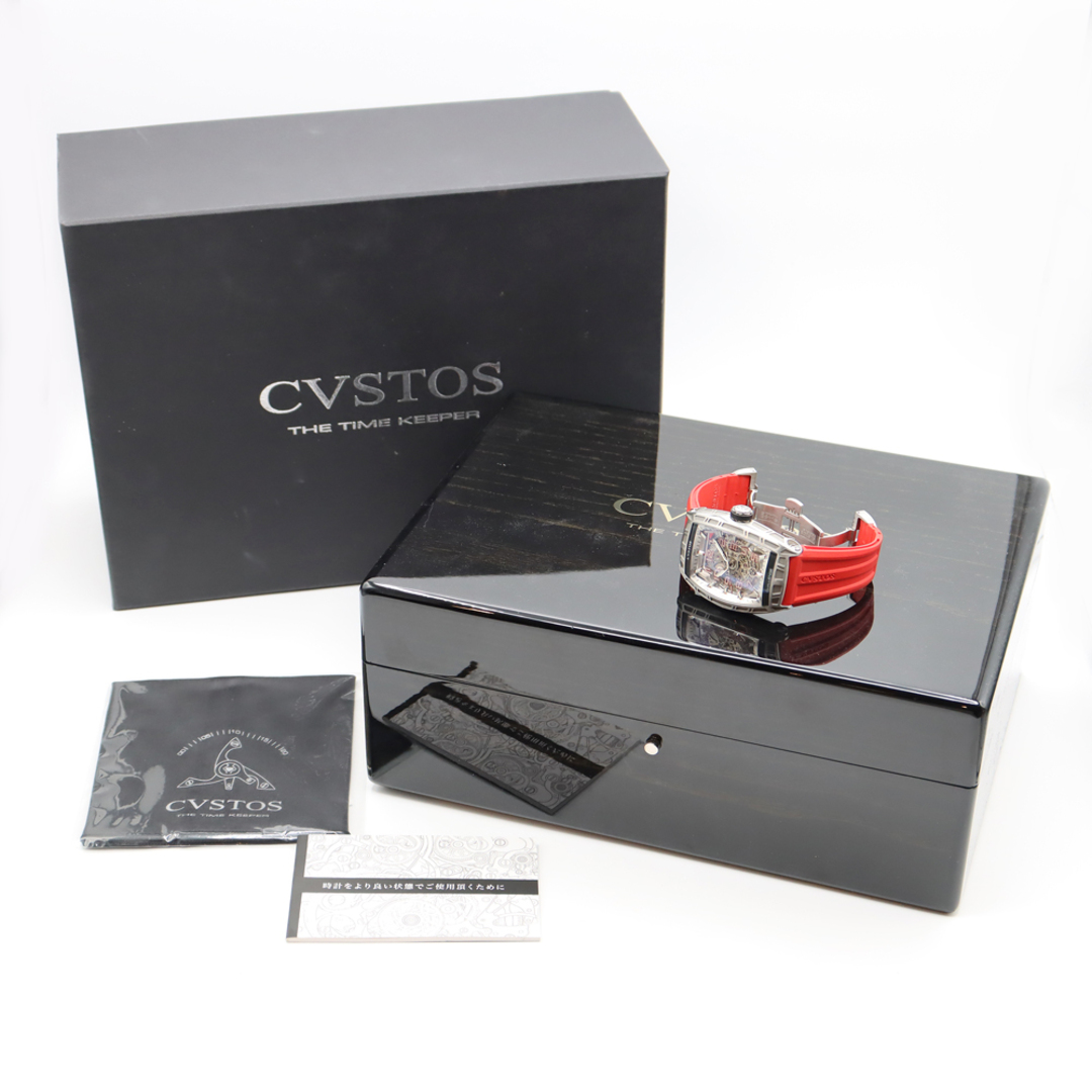 CVSTOS(クストス)のCVSTOS クストス チャレンジ ジェットライナー CVT-JET-SLST デイト スケルトン シルバー SS ステンレス 純正ベルト 純正尾錠 メンズ 自動巻き【6ヶ月保証】【腕時計】【中古】 メンズの時計(腕時計(アナログ))の商品写真