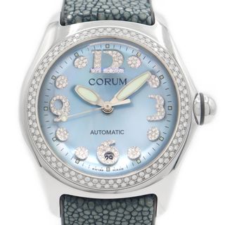 コルム(CORUM)の内部点検済 CORUM コルム バブル 純正ダイヤベゼル 082.157.47 ダイヤモンドインデックス デイト 青 ブルーシェル SS ステンレス 純正ベルト 純正尾錠 メンズ 自動巻き【6ヶ月保証】【腕時計】【中古】(腕時計(アナログ))