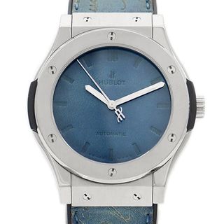 ウブロ(HUBLOT)のHUBLOT ウブロ クラシックフュージョン ベルルッティ スクリット オーシャンブルー 500本限定 511.NX.050B.VR.BER16 青 ブルー Ti チタン 純正ベルト 純正尾錠 メンズ 自動巻き【6ヶ月保証】【腕時計】【中古】(腕時計(アナログ))