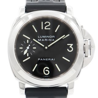 オフィチーネパネライ(OFFICINE PANERAI)の内部点検済 PANERAI パネライ ルミノール マリーナ PAM00001 C番 300ｍ防水 スモールセコンド 黒 ブラック SS ステンレス 純正ラバーベルト 純正尾錠 メンズ 手巻き【6ヶ月保証】【腕時計】【中古】(腕時計(アナログ))