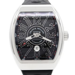 フランクミュラー(FRANCK MULLER)の内部点検済 FRANCK MULLER フランクミュラー ヴァンガード V45SCDT ACNR デイト 黒 ブラック SS ステンレス 純正ベルト 純正尾錠 メンズ 自動巻き バンガード【6ヶ月保証】【中古】【腕時計】(腕時計(アナログ))