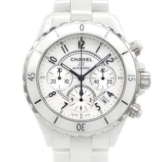 シャネル(CHANEL)の内部点検済 CHANEL シャネル J12 41mm クロノグラフ H1007 200m防水 デイト 白 ホワイト セラミック SS メンズ 自動巻き【6ヶ月保証】【腕時計】【中古】(腕時計(アナログ))