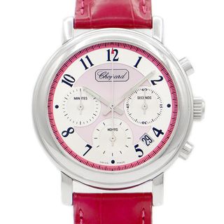 ショパール(Chopard)のChopard ショパール ミッレミリア エルトンジョン リミテッドエディション クロノグラフ 8331 ピンクシェル シルバー SS 純正ベルト 純正尾錠 レディース 自動巻き【6ヶ月保証】【腕時計】【中古】(腕時計)