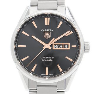 タグホイヤー(TAG Heuer)のTAG Heuer タグホイヤー カレラ キャリバー5 WAR201C BA0723 デイデイト 黒 ブラック SS ステンレス メンズ 自動巻き【6ヶ月保証】【腕時計】【中古】(腕時計(アナログ))