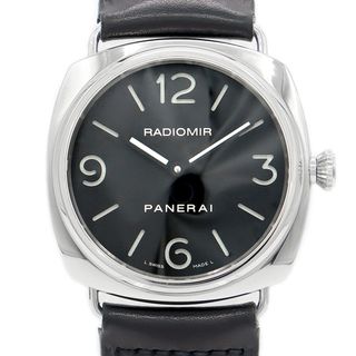 オフィチーネパネライ(OFFICINE PANERAI)のPANERAI パネライ ラジオミール ベース PAM00210 H番 100ｍ防水 裏スケルトン 黒 ブラック SS ステンレス 純正ベルト 純正尾錠 メンズ 手巻き【6ヶ月保証】【腕時計】【中古】(腕時計(アナログ))