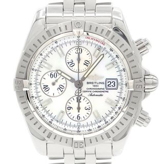 ブライトリング(BREITLING)の内部点検済 BREITLING クロノマット エボリューション クロノグラフ A13356 A156A69PA デイト 300m防水 白 ホワイト シェル SS ステンレス メンズ 自動巻き【6ヶ月保証】【腕時計】【中古】(腕時計(アナログ))