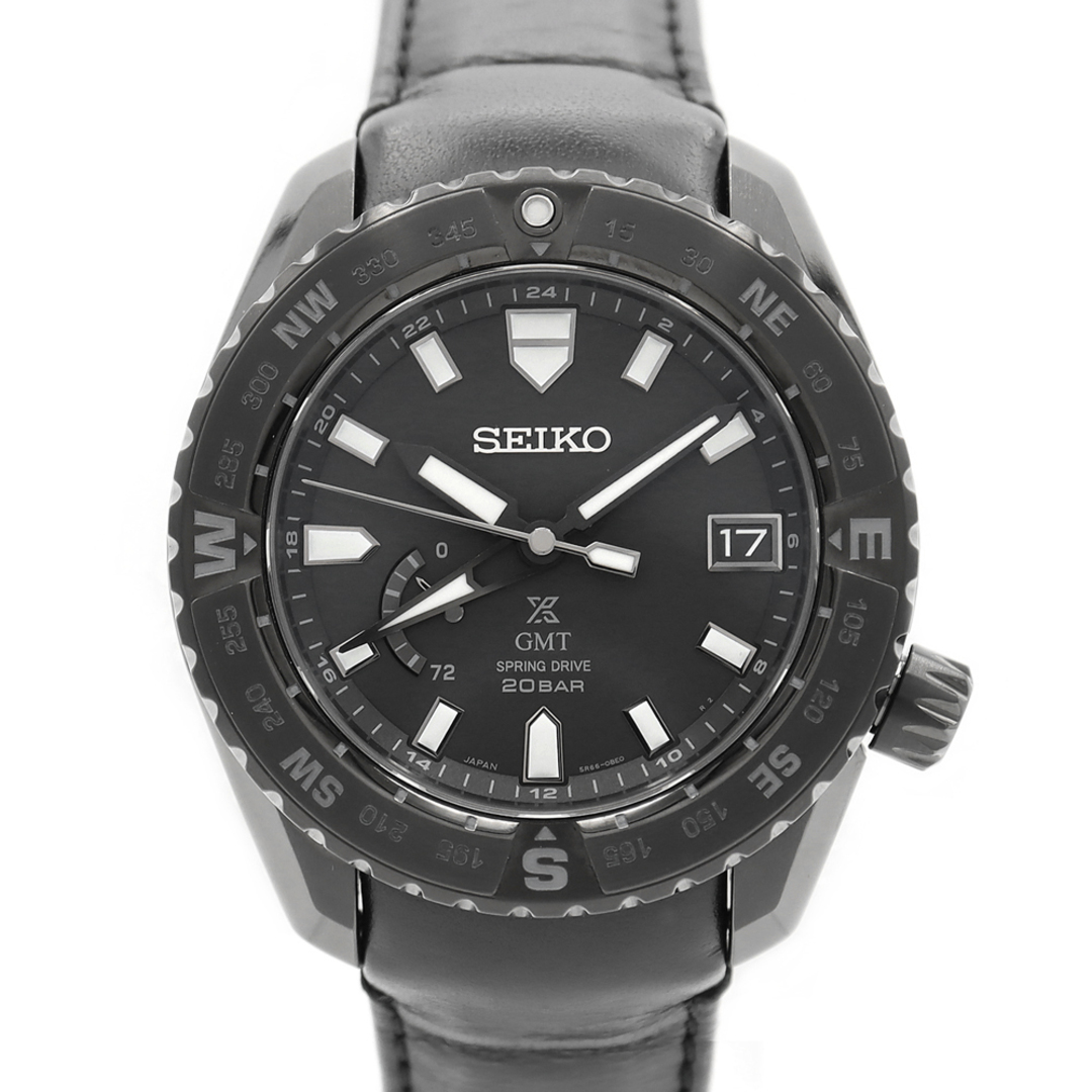 SEIKO(セイコー)のSEIKO セイコー プロスペックス LXライン GMT 5R66-0BM0 SBDB023 デイト パワーリザーブ 200m防水 黒 ブラック Ti チタン 純正ベルト 純正尾錠 メンズ スプリングドライブ【6ヶ月保証】【腕時計】【中古】 メンズの時計(腕時計(アナログ))の商品写真