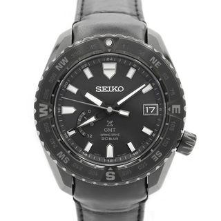 セイコー(SEIKO)のSEIKO セイコー プロスペックス LXライン GMT 5R66-0BM0 SBDB023 デイト パワーリザーブ 200m防水 黒 ブラック Ti チタン 純正ベルト 純正尾錠 メンズ スプリングドライブ【6ヶ月保証】【腕時計】【中古】(腕時計(アナログ))