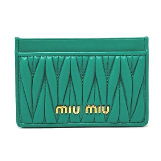 ミュウミュウ(miumiu)のミュウミュウ MIUMIU マテラッセ 5MC208 カードケース 小物入れ カードケース レザー グリーン 新品同様(ポーチ)