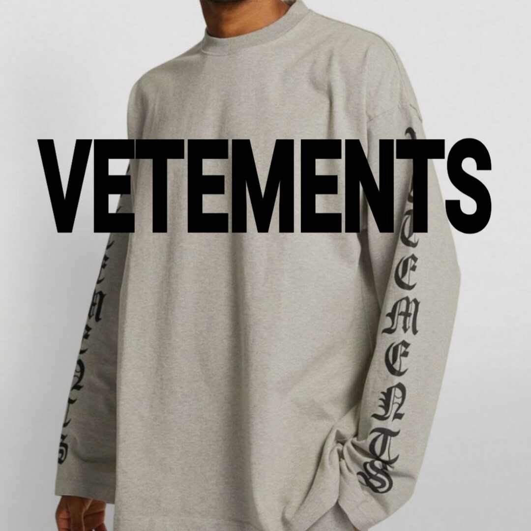 ヴェトモン/VETEMENTS ゴシックロゴ刺繍長袖シャツ(ホワイト×ブラック)