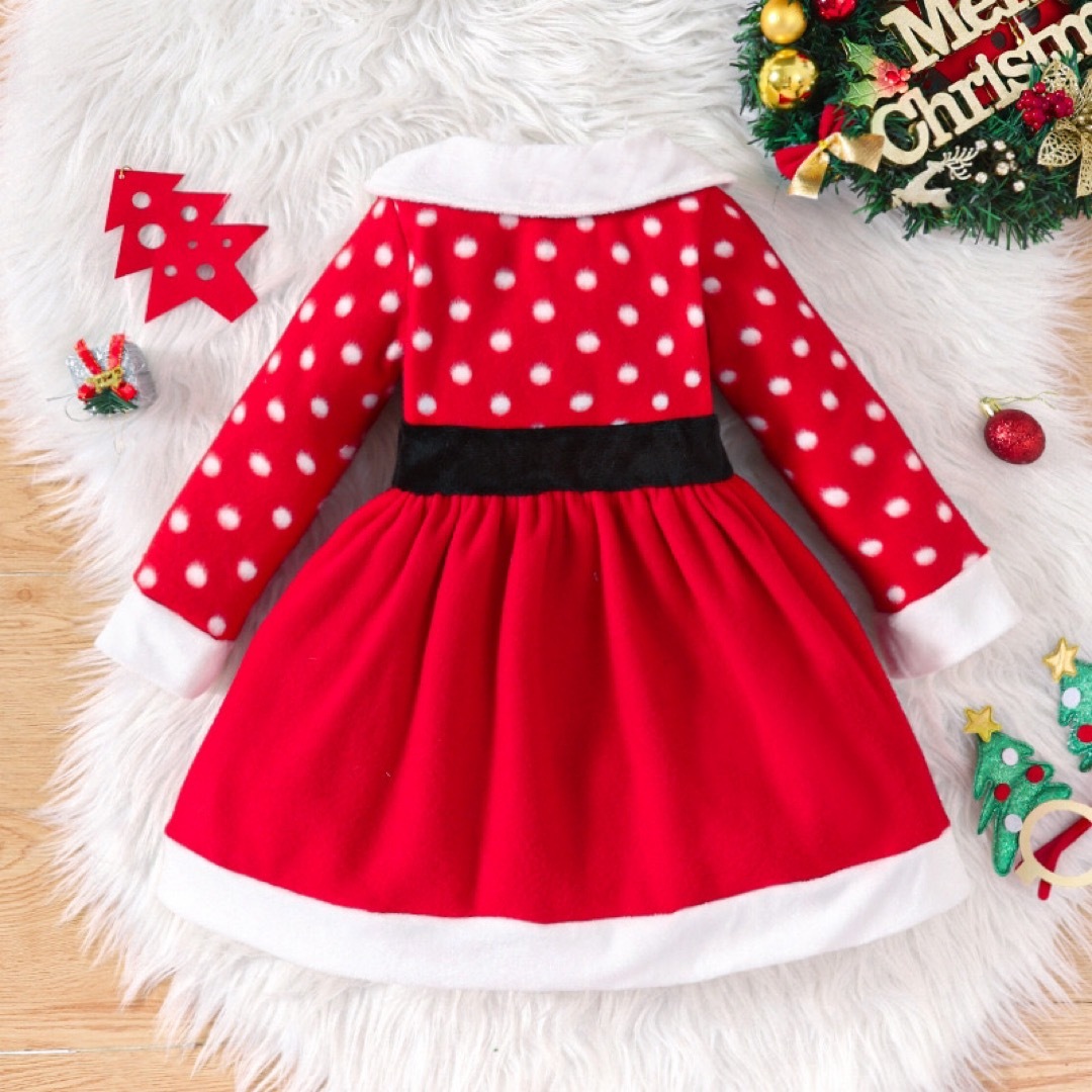 クリスマス衣装　子供ワンピース　暖かい　 子供服　長袖 女の子 キッズ エンタメ/ホビーのコスプレ(衣装)の商品写真