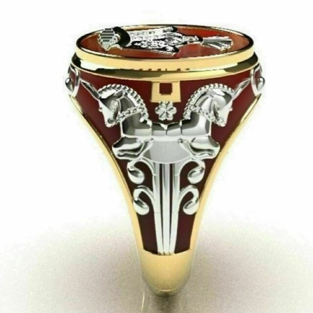 【A067】リング　メンズ　指輪　レッド　赤　合金　王冠　王様　20号 メンズのアクセサリー(リング(指輪))の商品写真