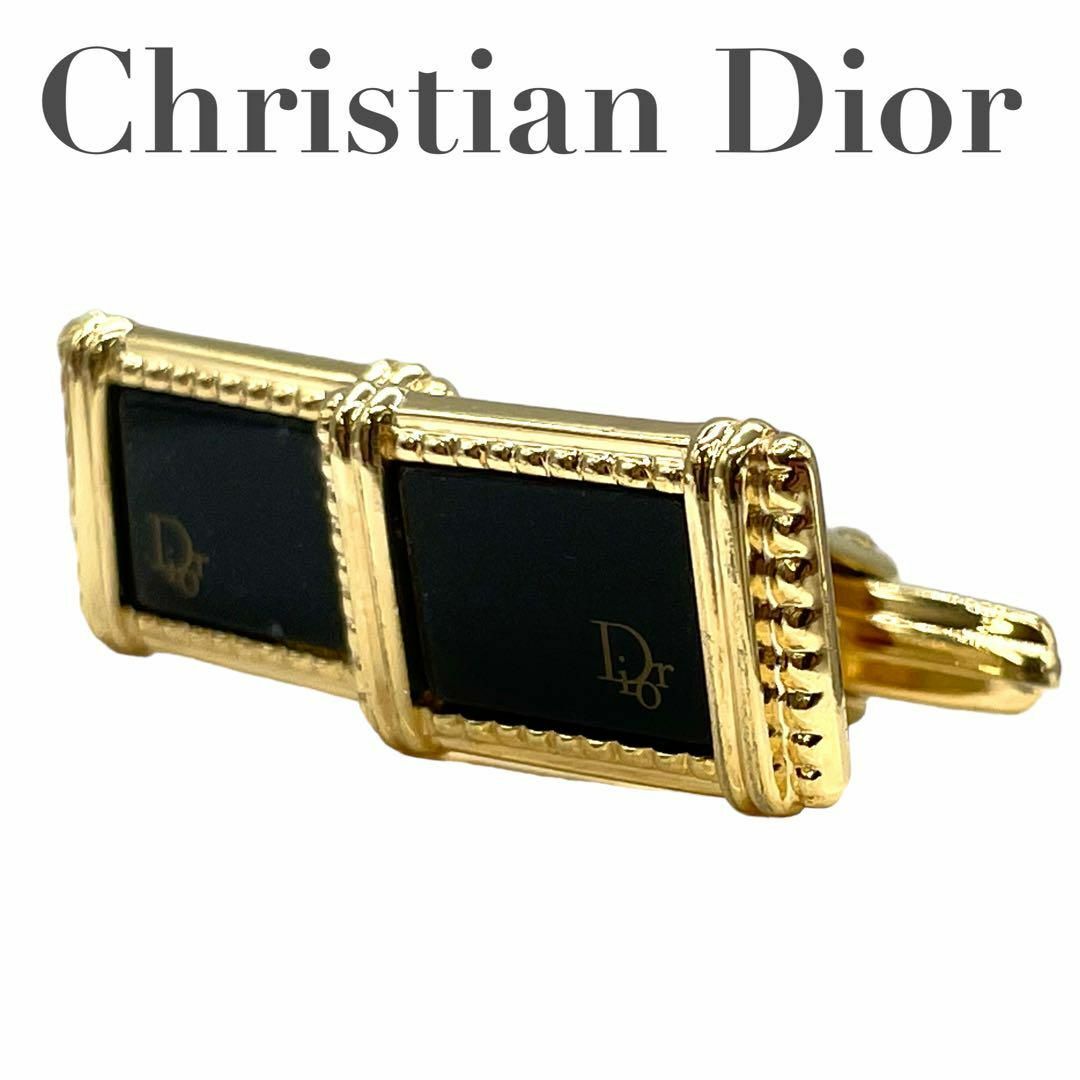 Christian Dior(クリスチャンディオール)のChristian Dior ディオール カフリンクス 黒 金 ロゴマーク メンズのファッション小物(カフリンクス)の商品写真