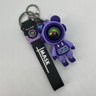 紫　宇宙飛行士のキーホルダー　ストラップ　チャーム(キーホルダー)