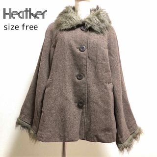 ヘザー(heather)のHeather コート ファー ショート丈 ボア 大きいボタン ボリューム袖(その他)