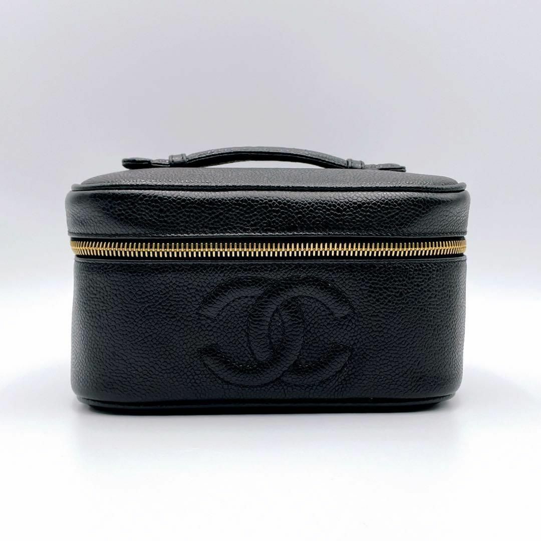 CHANEL - シャネル キャビアスキン バニティバッグ ブラック ココ