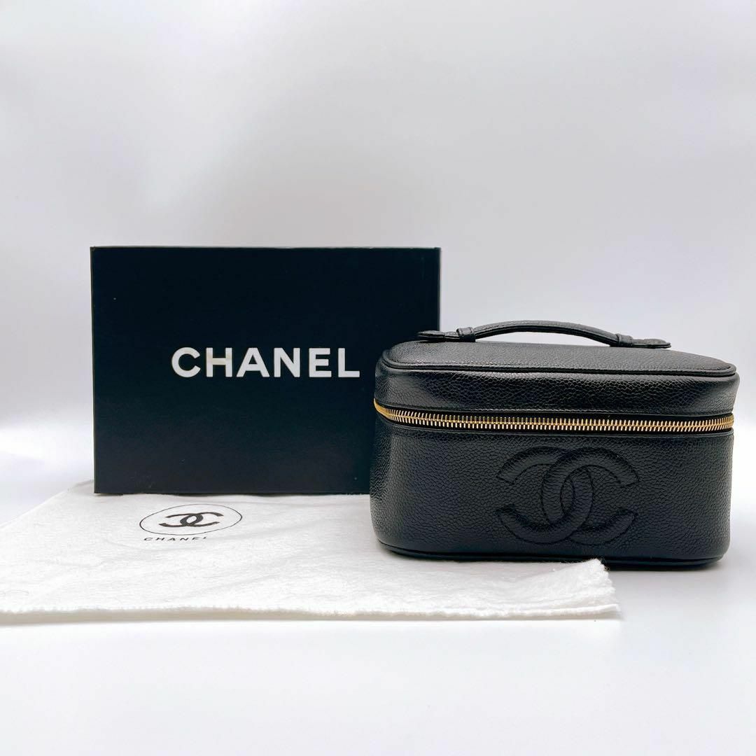 CHANEL - シャネル キャビアスキン バニティバッグ ブラック ココ