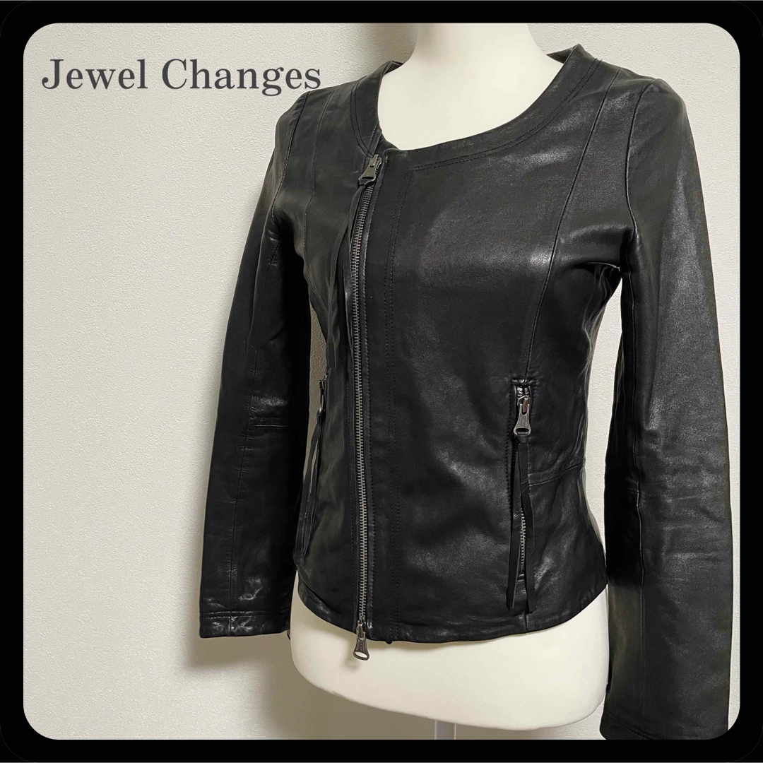 Jewel Changes(ジュエルチェンジズ)の【美品】ジュエルチェンジズ 羊革 襟なし ライダースジャケット シングル  レディースのジャケット/アウター(ライダースジャケット)の商品写真