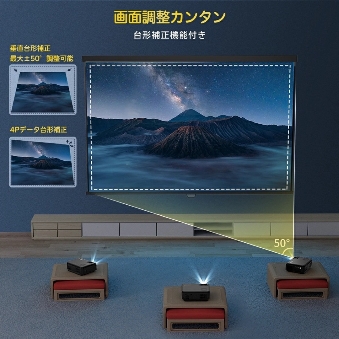 ☆プロジェクター☆ 小型 16000ルーメン 550ANSI  4k 1080p スマホ/家電/カメラのテレビ/映像機器(プロジェクター)の商品写真