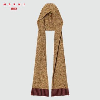 ミックスカラーニットフードストール ダークオレンジ ユニクロ×MARNI(ストール/パシュミナ)