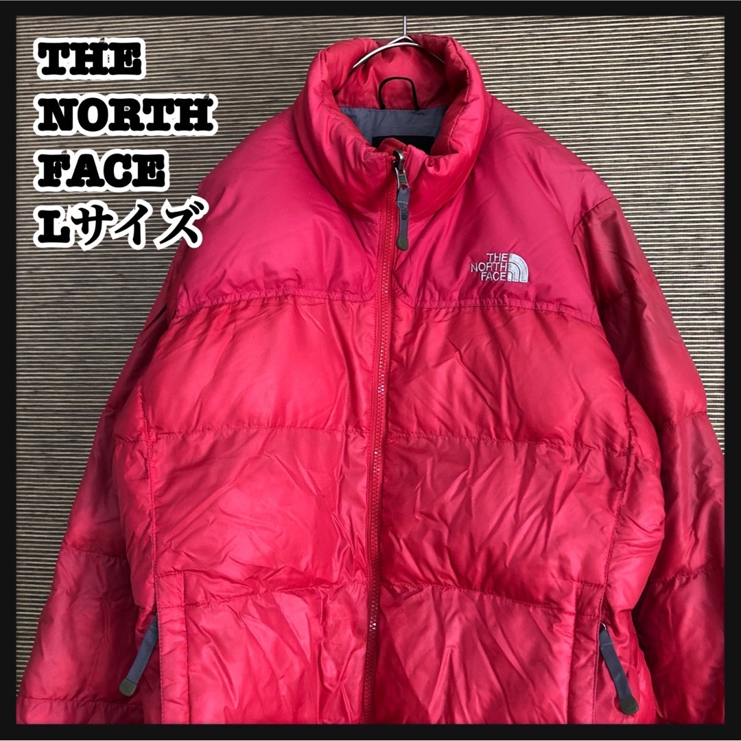 【ノースフェイス】ダウンジャケット　ヌプシ　700　赤ピンク　ワンポイント　K３ダウンジャケット