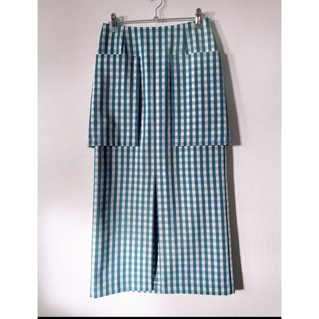 ルシェルブルー　Gingham Big Pocket Maxi Skirt 36柄デザインチェック