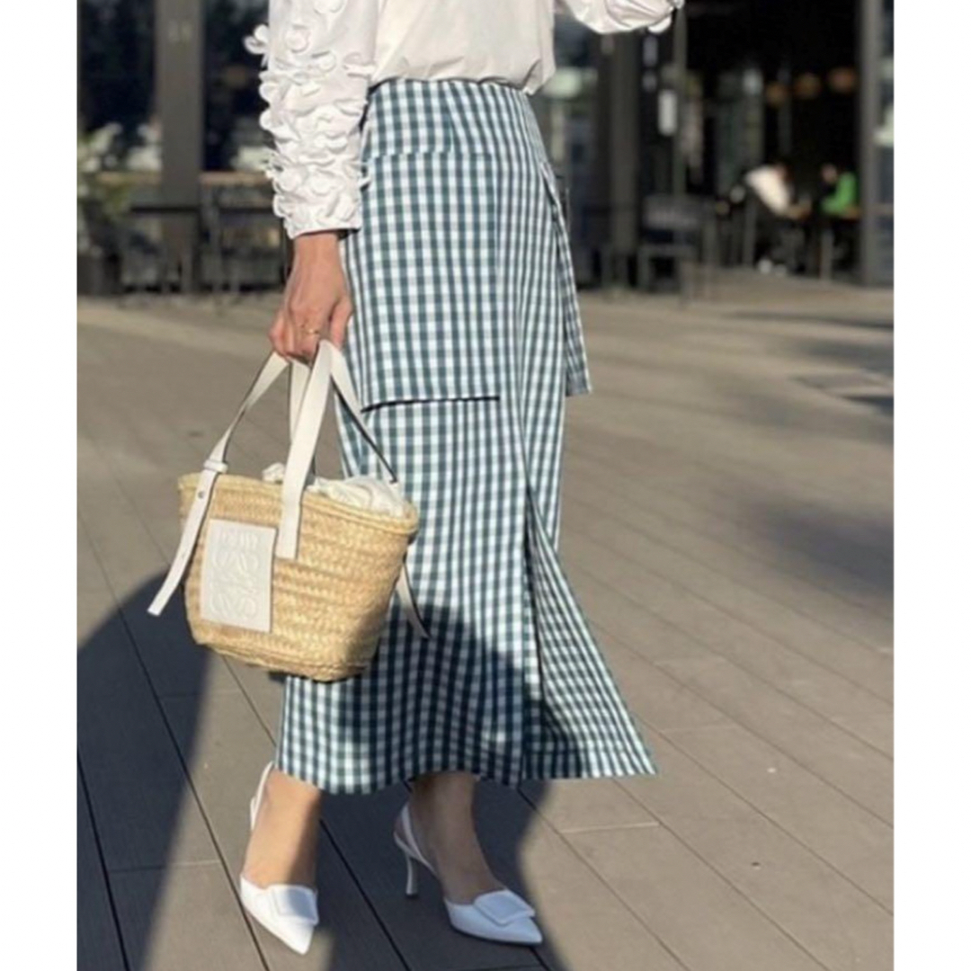 LE CIEL BLEU - ルシェルブルー Gingham Big Pocket Maxi Skirt 36の