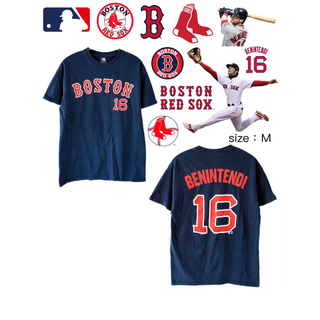 メジャーリーグベースボール(MLB)のMLB　レッドソックス　ベニンテンディ　16　Tシャツ　M　ネイビー　USA古着(Tシャツ/カットソー(半袖/袖なし))