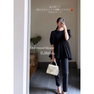 【Dot tweed blouse】　BlueLea(シャツ/ブラウス(半袖/袖なし))