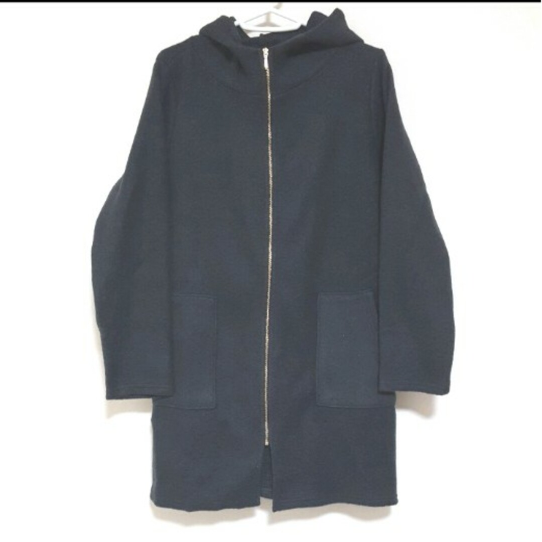 新品 フリース コート M 着丈79cm チャコールグレー レディースのジャケット/アウター(ロングコート)の商品写真