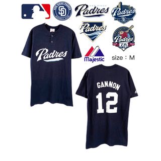 マジェスティック(Majestic)のMLB　サンディエゴ・パドレス　12　Tシャツ　M　ネイビー　USA古着(Tシャツ/カットソー(半袖/袖なし))