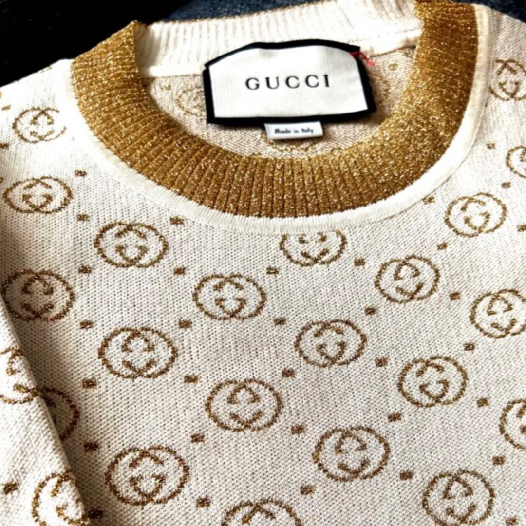 Gucci(グッチ)のAf様  GUCCI  メタリックジャガードニット コットン混 セーター レディースのトップス(ニット/セーター)の商品写真