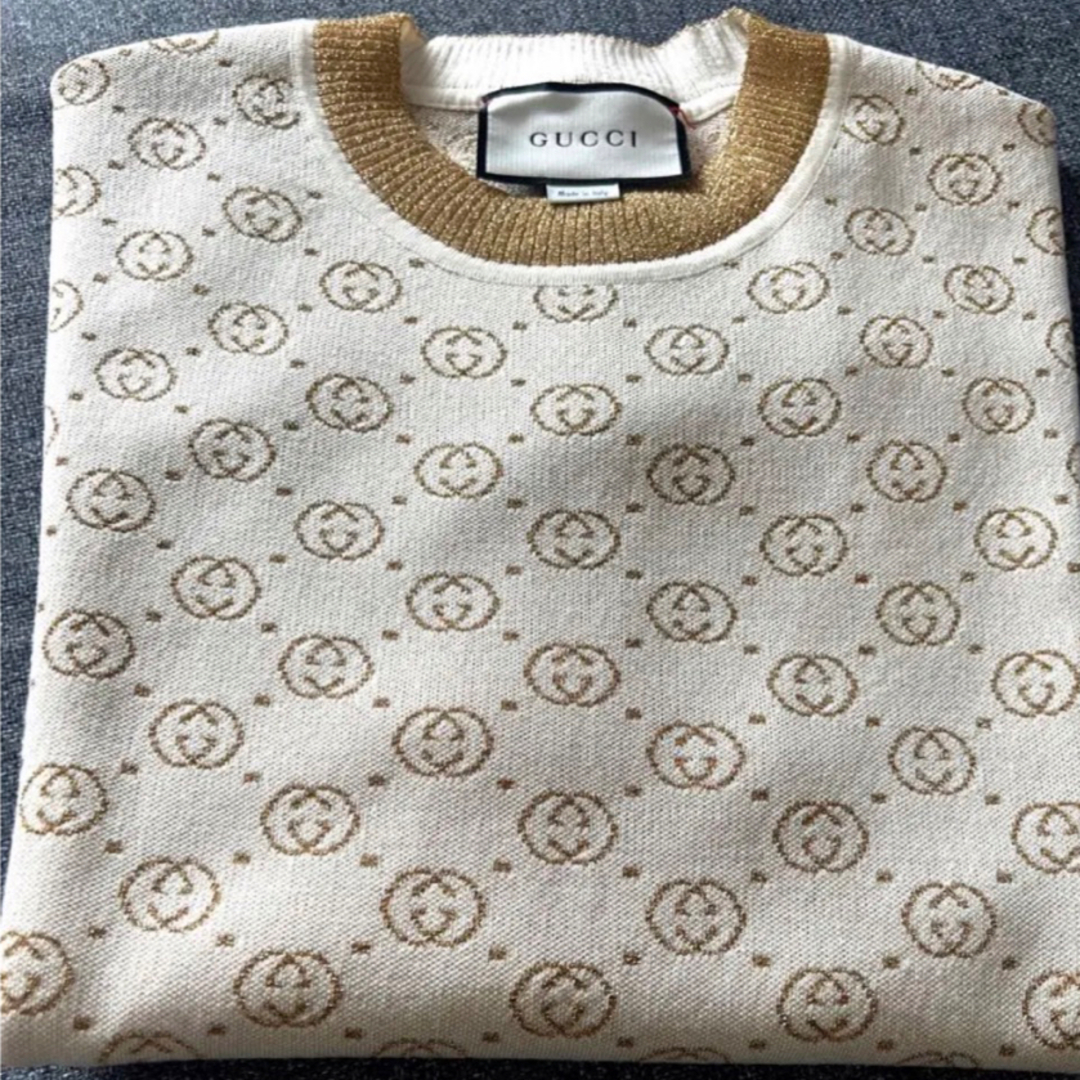 Gucci(グッチ)のAf様  GUCCI  メタリックジャガードニット コットン混 セーター レディースのトップス(ニット/セーター)の商品写真