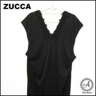 ズッカ(ZUCCa)のZUCCA レディース トップス 深Vネック 背中あき チュニック 黒 日本製(チュニック)