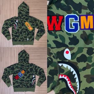 蓄光 A BATHING APE ベイプ ロゴ カモフラ プルオーバー パーカー