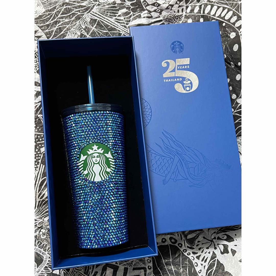 Starbucks Coffee(スターバックスコーヒー)のレア　海外限定　スターバックス　ブルー　ラインストーン　LOGO コールドカップ インテリア/住まい/日用品のキッチン/食器(タンブラー)の商品写真